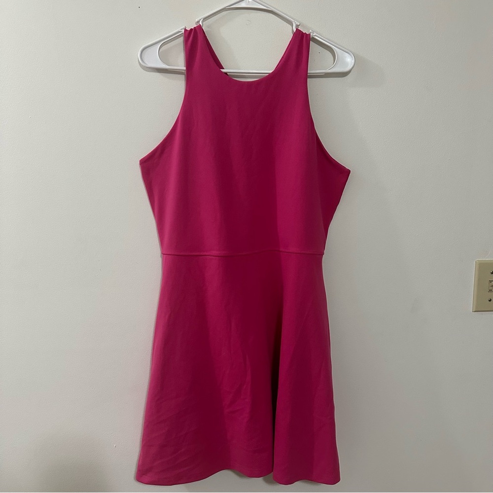Athleta Conscious High Neck Athletic Dress Hot Pink Size Extra Large XL Pockets